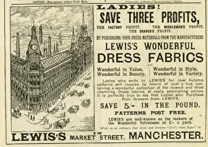 Fabrics Prints: Advert, Lewiss Department Store, Manchester