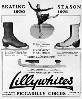Skates Gallery: Advert for Lillywhites skating items 1930