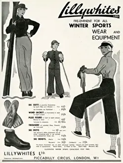 Sportswear Prints: Advert for Lillywhites skiwear 1933
