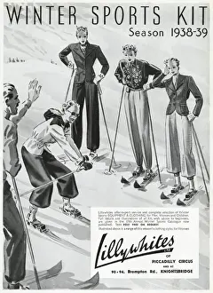 Sportswear Prints: Advert for Lillywhites skiwear 1938