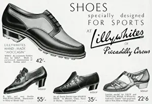 Sandal Prints: Advert for Lillywhites sports shoes for men and women 1937