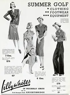 Lillywhites Prints: Advert for Lillywhites summer golf 1938