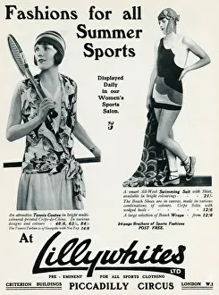 Fashions Prints: Advert for Lillywhites summer sports clothing 1930