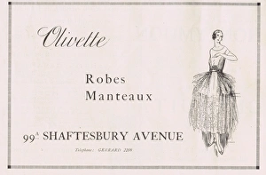 Images Dated 22nd April 2016: Advert for the London fashion house of Olivette, 1921