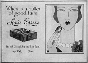 Jazz Age Club Gallery: Advert for Louis Sherry French chocolate and Bon Bons, 1928