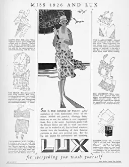 Cleans Prints: Advert for Lux, soap powder, featuring Miss 1926