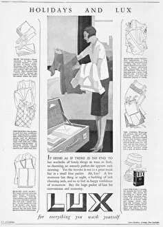 Advert for Lux, soap powder, with hints for holiday