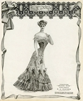 Images Dated 8th March 2016: Advert for M. A. Claverie womens corsets & petticoats 1905