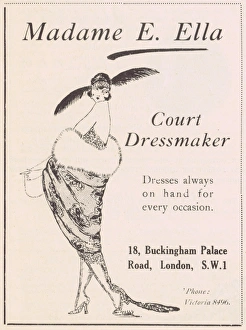 Images Dated 29th April 2016: Advert for Madame E. Ella, Court Dressmaker, London, 1921