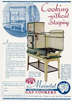 Split Prints: Advert for Main Mainstat gas cookers with no stooping