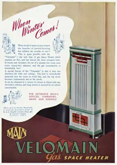 Indoors Prints: Advert Main Velomain gas space heater 1939