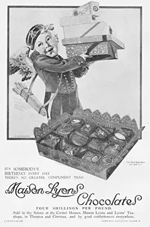 Advert for Maison Lyons chocolate, 1925