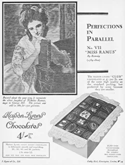 Advert for Maison Lyons chocolate, 1926