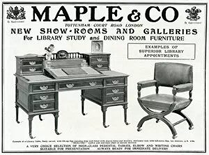Images Dated 24th July 2017: Advert for Maple & Co. library table & chair 1904