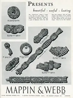 Clips Prints: Advert for Mappin & Webb bracelets and clip brooches 1937