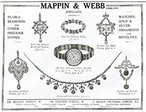 Images Dated 17th February 2017: Advert for Mappin & Webb pearl and diamond jewellery 1912