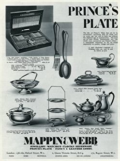Forks Gallery: Advert for Mappin & Webb Princes Plate household items 1929