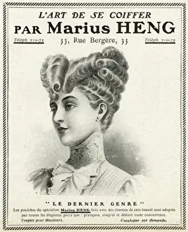 Hairstyles Prints: Advert for Marius Heng, Edwardian hair specialist 1906
