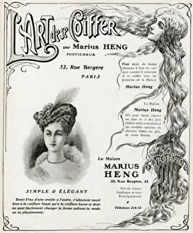 Marius Prints: Advert for Marius Heng, hair and beauty 1905