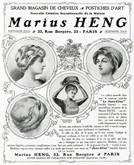 Clips Prints: Advert for Marius Heng, hairpieces 1910