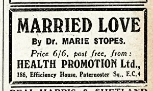 Advert, Married Love by Dr Marie Stopes
