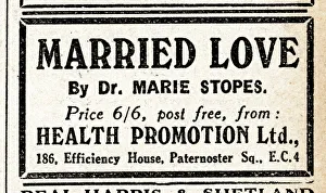 Promotion Prints: Advert, Married Love by Dr Marie Stopes