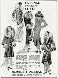 Marshall Prints: Advert for Marshall & Snelgrove evening coats 1929 Advert for Marshall & Snelgrove