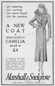 Advert for Marshall & Snelgrove herringbone camelia coat, 19