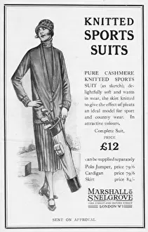 Advert for Marshall & Snelgrove knitted sports suits, 1924