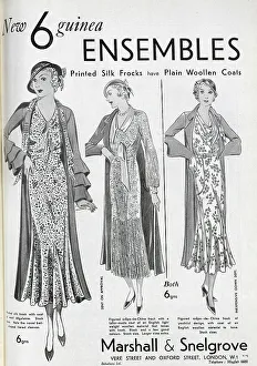 Chine Prints: Advert for Marshall and Snelgrove's range of printed silk frocks