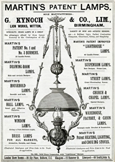 Images Dated 11th October 2017: Advert for Martins patent hanging oil lamps 1888