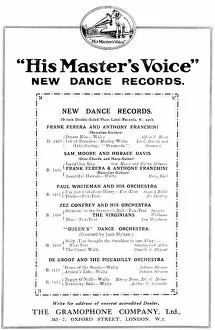 Records Gallery: Advert for His Masters Voice new dance records, London