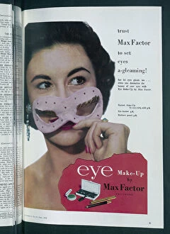 Cosmetics Collection: Advert for Max Factor eye make-up. Date: 1954