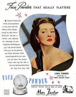 Factor Collection: Advert for Max Factor face powder, Lana Turner