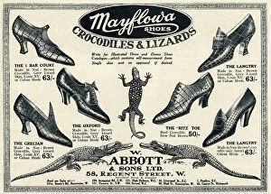 Abbott Gallery: Advert for Mayflowa crocodile and lizard womens shoes 1923