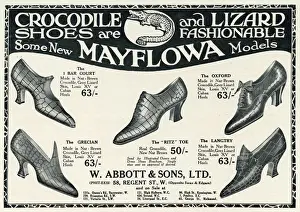 Advert for Mayflowa crocodile and lizard womens shoes 1923