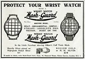 Wristwatch Prints: Advert for Mesh-Guard wristwatch 1918