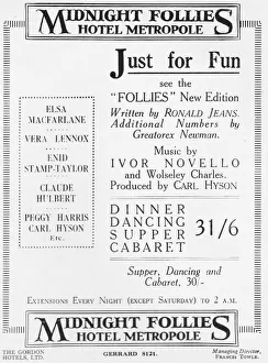 Advert for the Midnight Follies cabaret show