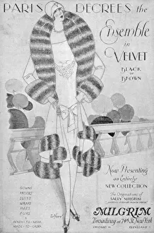 Sally Prints: Advert for Milgrim, New York : Paris decrees the ensemble in velvet black or