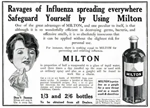 Spreading Gallery: Advert for Milton against influenza 1918