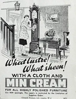 Grandfather Prints: Advert for Min Cream Polish. Supply of the product was restricted during the war