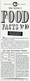 Images Dated 8th November 2012: Advert for the Ministry of Food 1940
