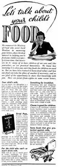 Images Dated 9th July 2012: Advert for the Ministry of Food 1941