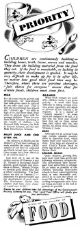 Images Dated 9th July 2012: Advert for the Ministry of Food 1942