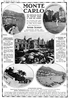 Advertisement for Monte Carlo, French Riviera, 1923