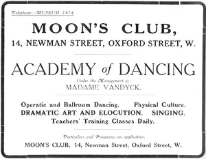 Moons Prints: Advert for Moons Club, London, 1920