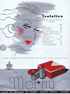 Fragrances Prints: Advert for Morny fragrances and tioleteries, 1937