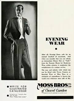 Mens Wear Prints: Advert for Moss Bros mens evening wear