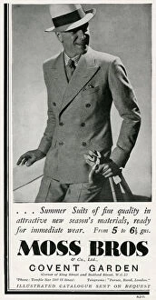Advert for Moss Bros summer suits for men 1934