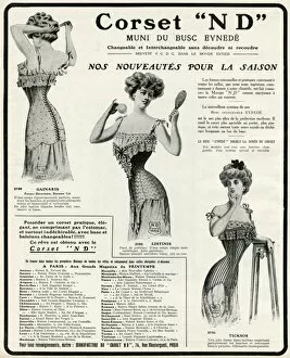 Corset Collection: Advert for N D Eynede Paris corsetmarker 1909